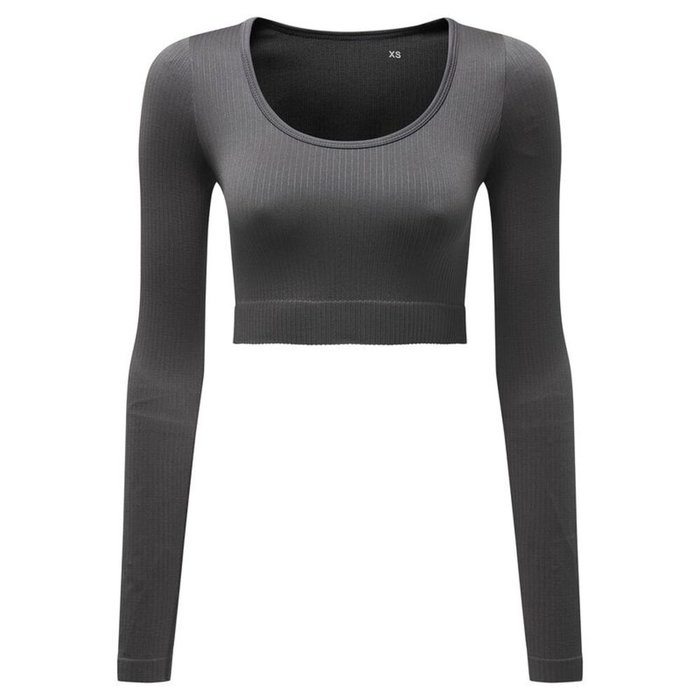 TriDri Womens/Ladies Ribbed Seamless 3D Crop Top / Charcoal